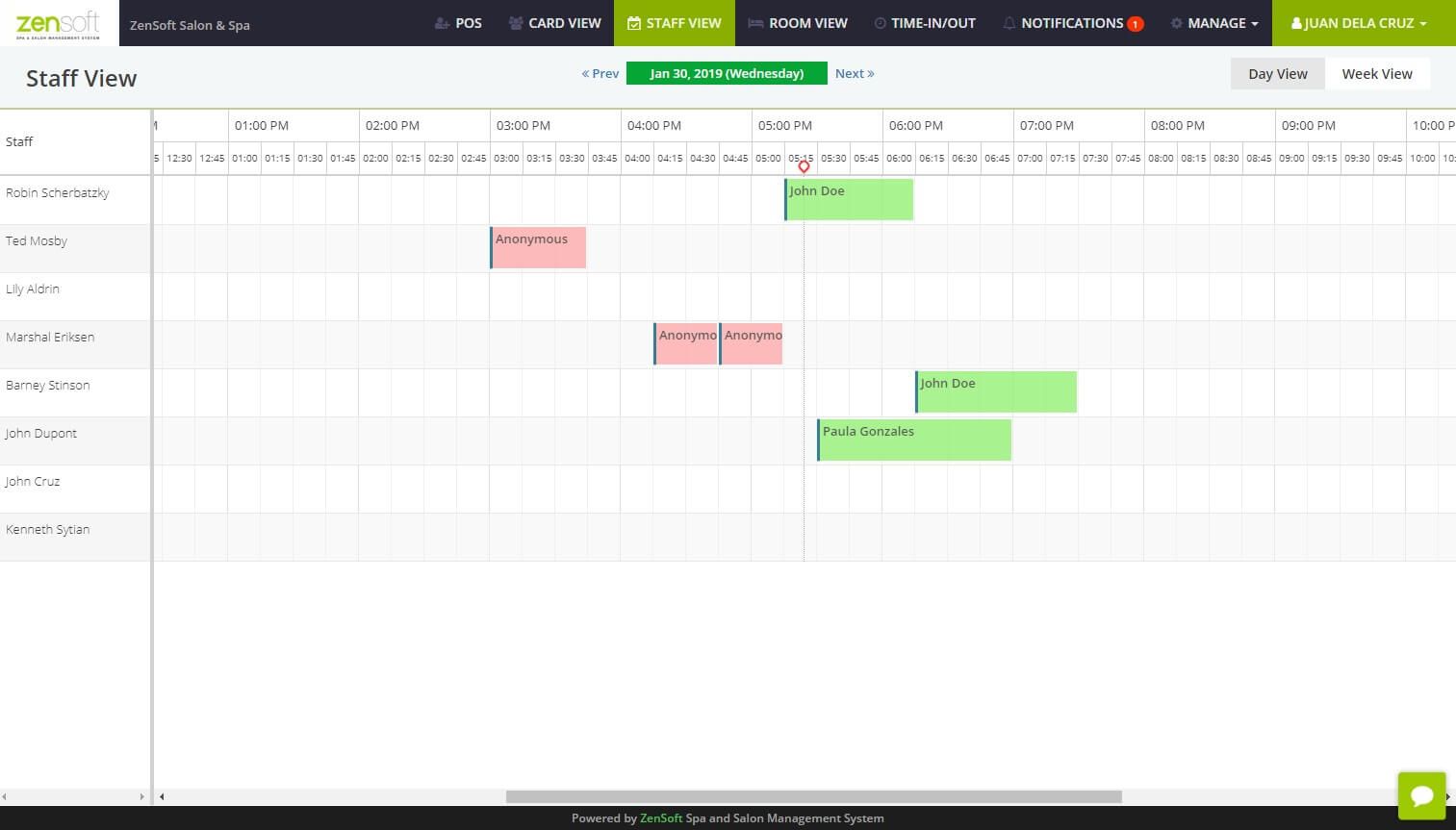 Staff availability view