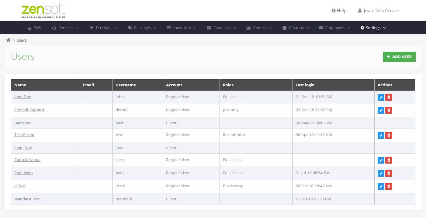 Admin user list