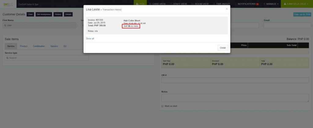 Requestedstaff Customerhistory